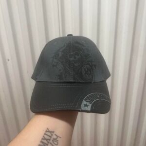 Sons of anarchy men's grey adjustable hat biker grunge skater